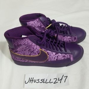 NIKE BLAZER MID METALLIC GOLD PURPLE CASUAL WOMEN'